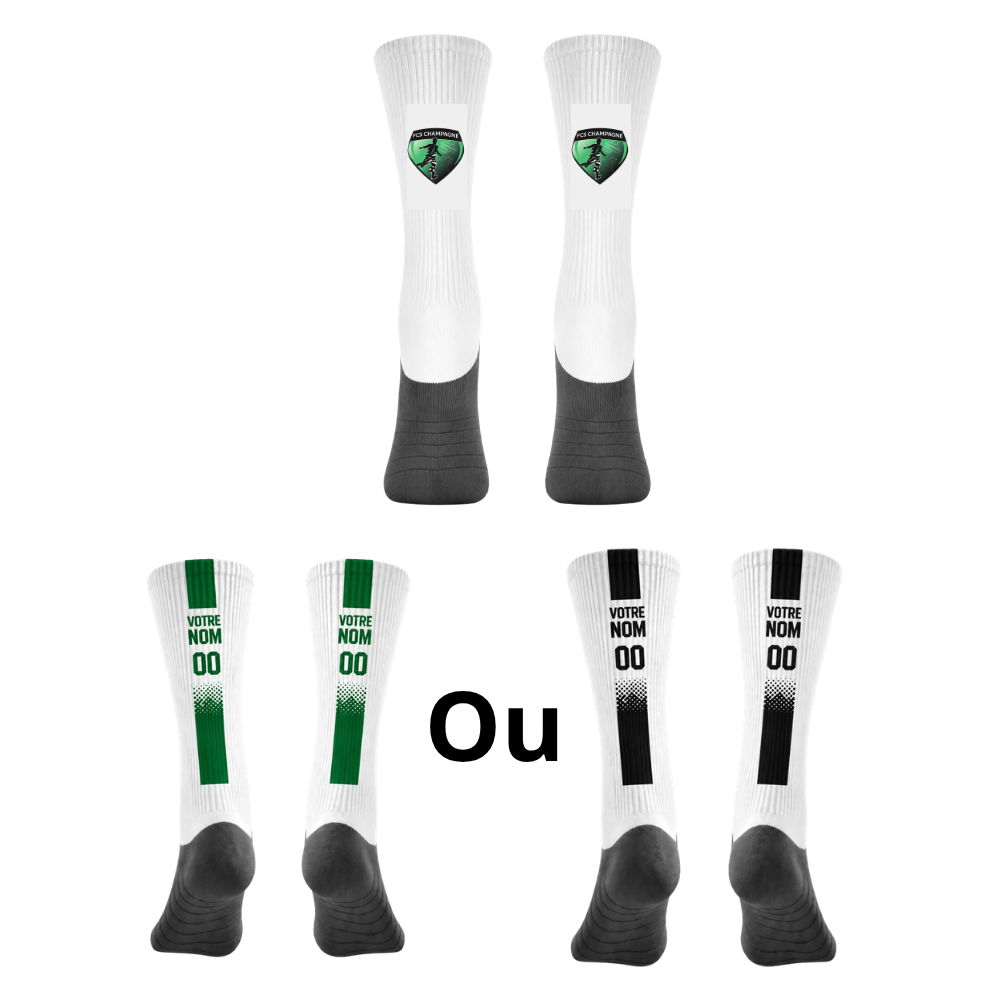 Chaussettes personnalisées Noir ou Vert FCS Champagné