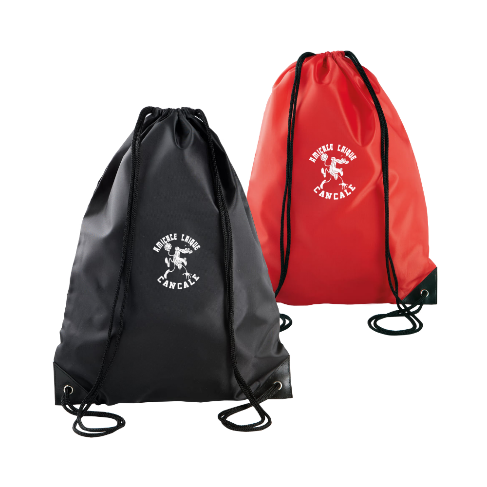 Sac à dos avec cordelettes Noir ou Rouge Amicale Laïque Cancale
