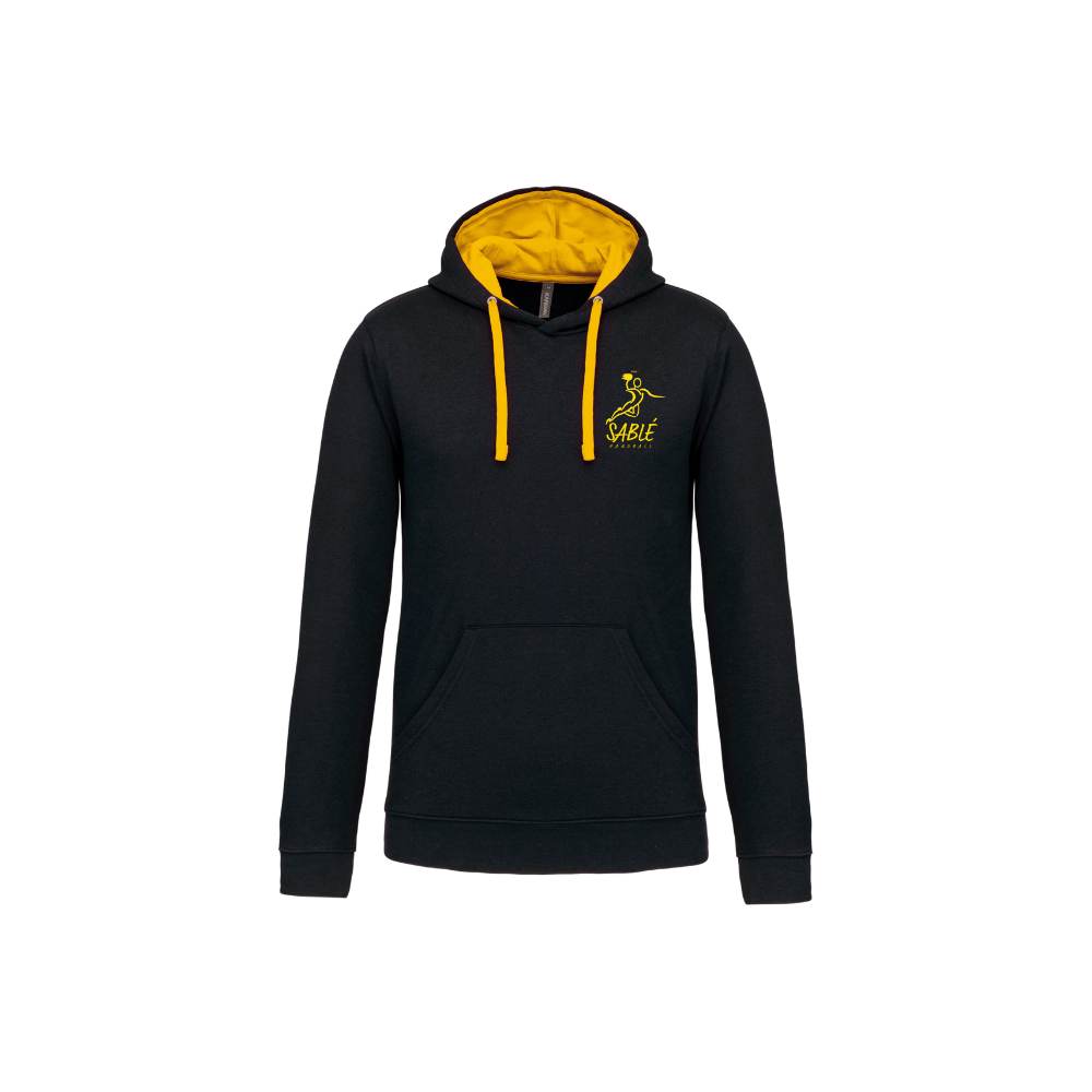 Sweat capuche Noir/Jaune Sablé HB