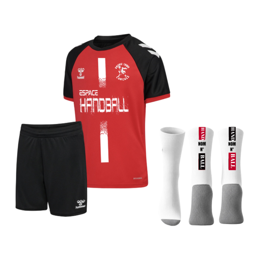 Pack Adulte Maillot Hummel Rouge + Short Hummel Noir + Chaussettes personnalisées ALC